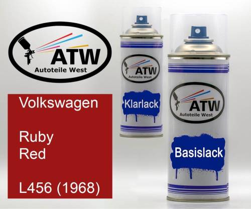 Volkswagen, Ruby Red, L456 (1968): 400ml Sprühdose + 400ml Klarlack - Set, von ATW Autoteile West.